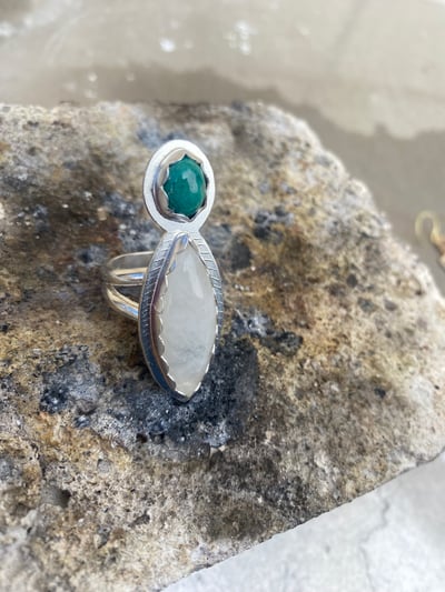 Image of Intergalactic Chysacolla + Moonstone Split Shank Ring