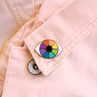 Image 2 of Rainbow Eye Enamel Pin
