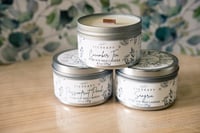 Image 2 of Wooden Wick Crackle 6.5 oz Pure 100% Soy Wax Candle, Hand Poured Natural Travel Tin Container Candle
