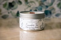Image 1 of Wooden Wick Crackle 6.5 oz Pure 100% Soy Wax Candle, Hand Poured Natural Travel Tin Container Candle