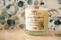 Image 1 of Wooden Wick Crackle 9.5 oz Pure Soy Wax Candle, Hand Poured Natural Round Glass Container Candle