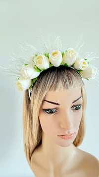 Image 2 of White Rose Bud Headband Flower Crown