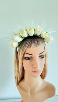 Image 1 of White Rose Bud Headband Flower Crown