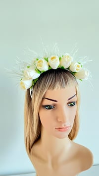 Image 3 of White Rose Bud Headband Flower Crown