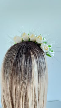 Image 4 of White Rose Bud Headband Flower Crown