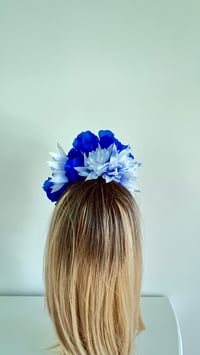 Image 4 of Shades of Blue Flower Crown Fascinator