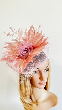 Image 2 of Sold Dusty Pink Feather Fascinator