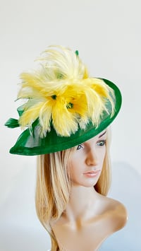 Yellow Feather and Green Fascinator Hatinator