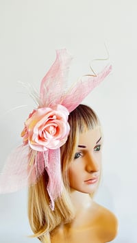 Image 2 of Pink Rose Fascinator with Quill