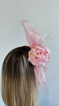 Image 4 of Pink Rose Fascinator with Quill