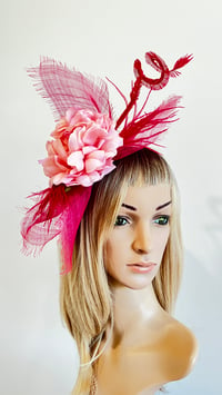 Image 2 of Hot Pink and Pink Rose Fascinator