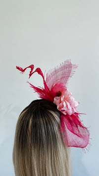 Image 3 of Hot Pink and Pink Rose Fascinator