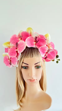 Image 1 of Pink Orchid Headband with Feathers