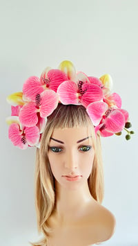 Image 2 of Pink Orchid Headband with Feathers