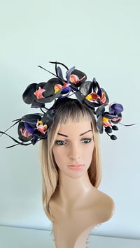 Image 1 of Black Orchid Headband with Feathers Flower Crown