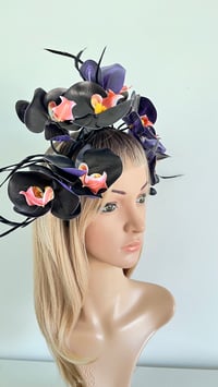 Image 4 of Black Orchid Headband with Feathers Flower Crown