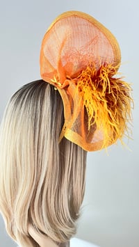 Image 4 of Orange Yellow Red Feather Fascinator