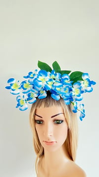 Image 1 of Blue Orchid Headband Flower Crown