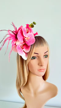 Image 3 of Pink Orchid Fascinator With Feathers