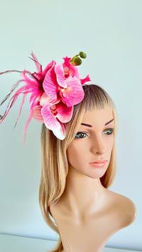 Image 2 of Pink Orchid Fascinator With Feathers