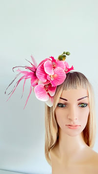 Image 4 of Pink Orchid Fascinator With Feathers