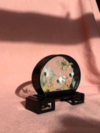 Image 1 of Mid-century Black Lacquer Heron Diorama 