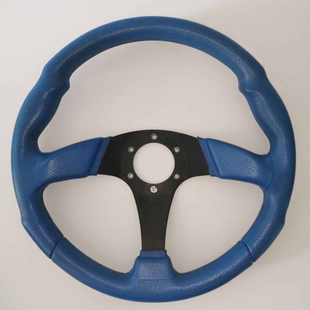 VOLANT SRACING CUIR BLEU