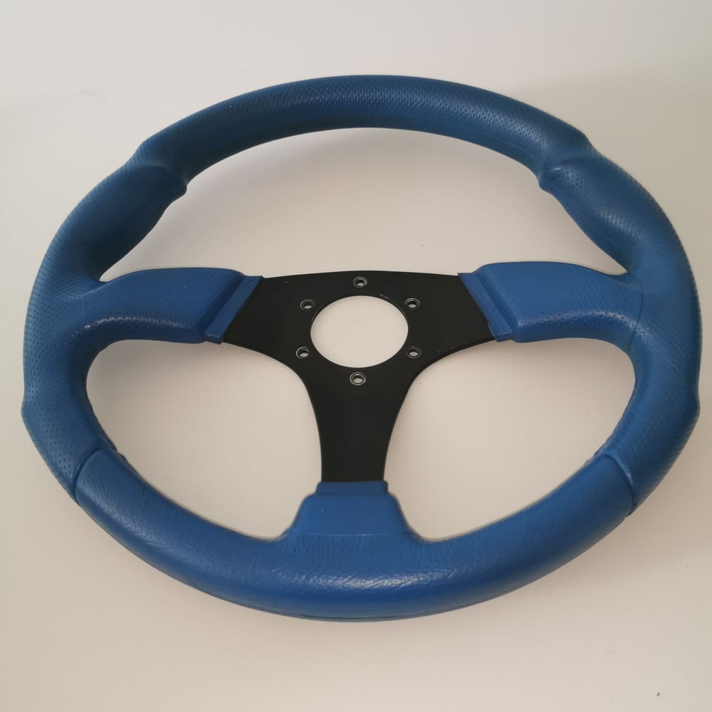 VOLANT SRACING CUIR BLEU