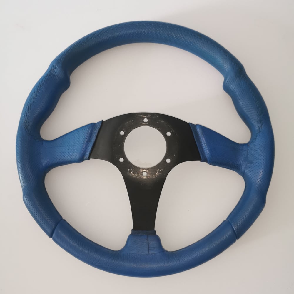 VOLANT SRACING CUIR BLEU