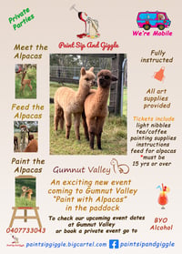 Image 2 of Paint with Alpacas at Gumnut Valley, Butterwick, Sunday 20th October 11am 