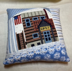 Image of "Grist Mill" Cross Stitch Pincushion