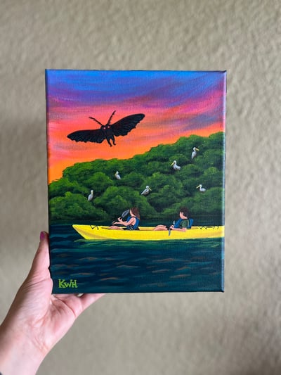 Image of “Coffee Pot Bayou Mothman” Original Painting