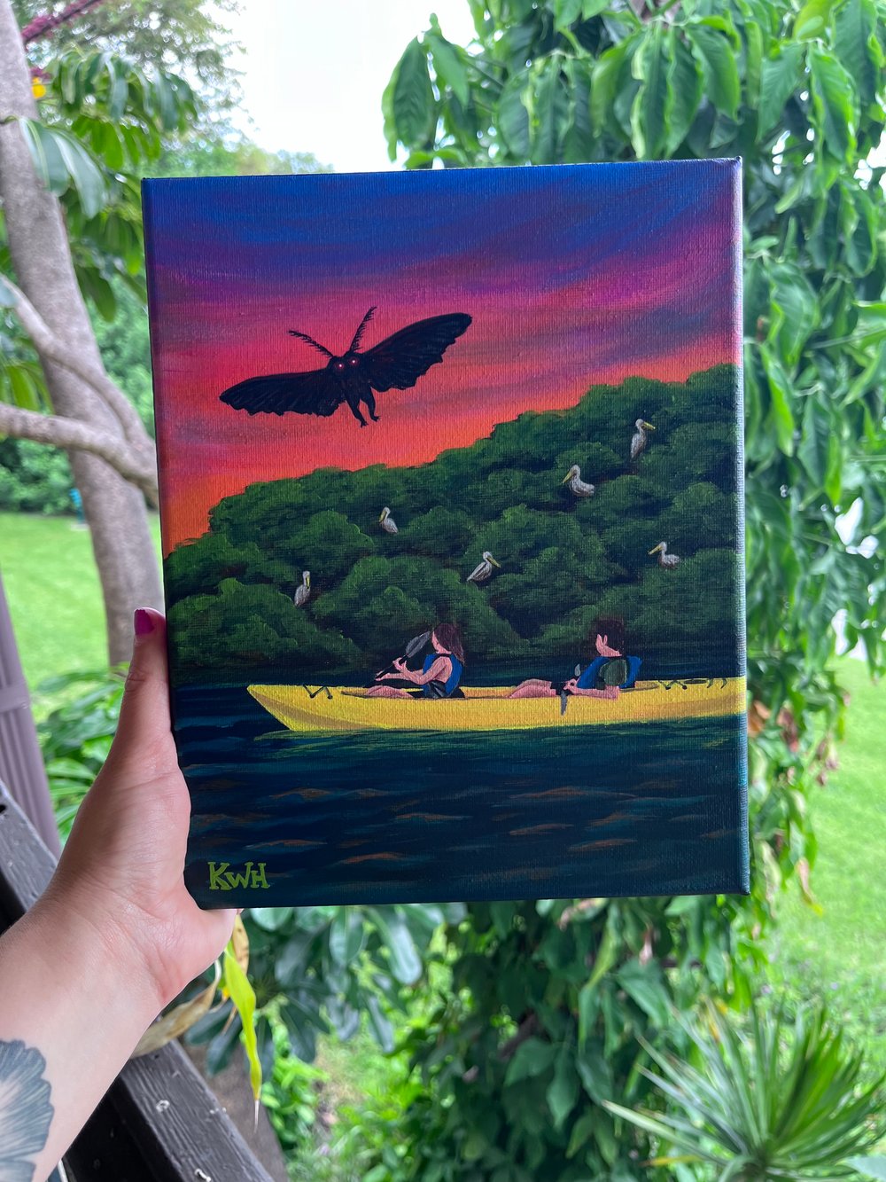 Image of “Coffee Pot Bayou Mothman” Original Painting