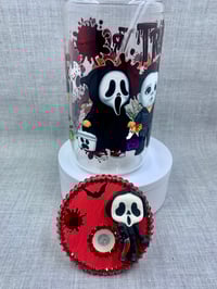 Image 5 of Horror Buddies 16oz glass can tumbler with rhinestones 