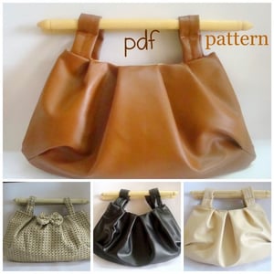 Image of Pleated Clutch bag with Wood Handles-pdf tutorial