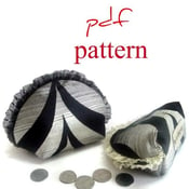 Image of pdf pattern -zippered coin purse in 2 sizes semi circular & ruffled
