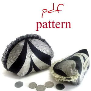 Image of pdf pattern -zippered coin purse in 2 sizes semi circular & ruffled