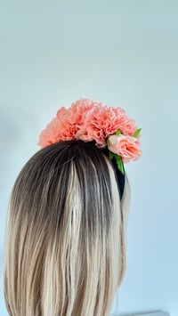 Image 2 of Pink Rose and Carnations Floral Flower Crown 