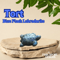 Image 1 of Tort; Blue Flash Labradorite Turtle Carving