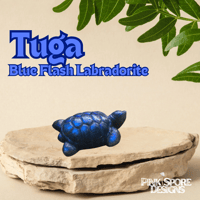 Image 1 of Tuga; Blue Flash Labradorite Turtle Carving