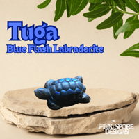 Image 2 of Tuga; Blue Flash Labradorite Turtle Carving