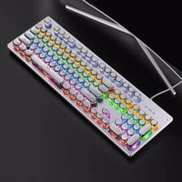 Retro Round Punk Mechanical Keyboard USB Wired Gaming Keyboard RGB Backlight