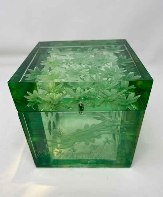 Image of Large Lucky Cube Lucite Box- New Green