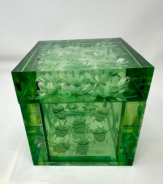 Image of Large Lucky Cube Lucite Box- New Green