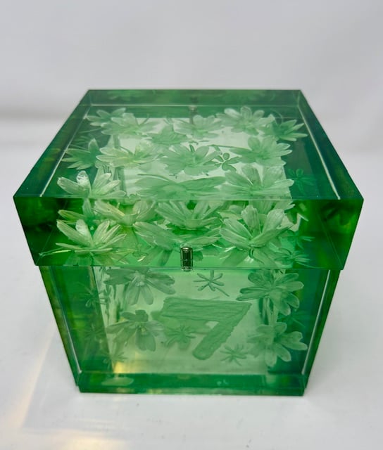 Image of Large Lucky Cube Lucite Box- New Green