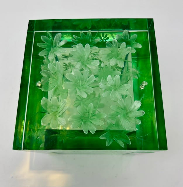 Image of Large Lucky Cube Lucite Box- New Green