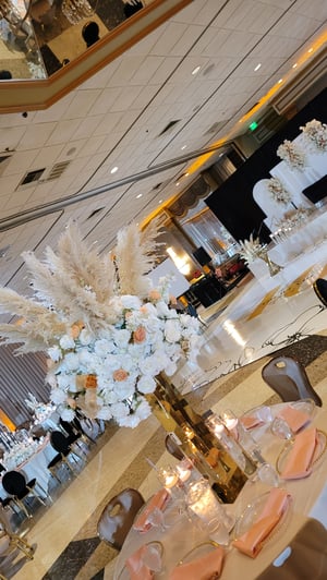 Image of Burn orange , nudes  ,  Dark Brown , Fall  colors Silk Flower with pamper  grass 100cm 