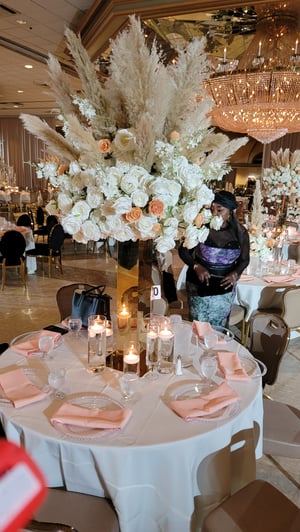 Image of Burn orange , nudes  ,  Dark Brown , Fall  colors Silk Flower with pamper  grass 100cm 