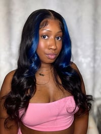 Image 1 of Blue Skunk Stripe Lave Frontal Wig 