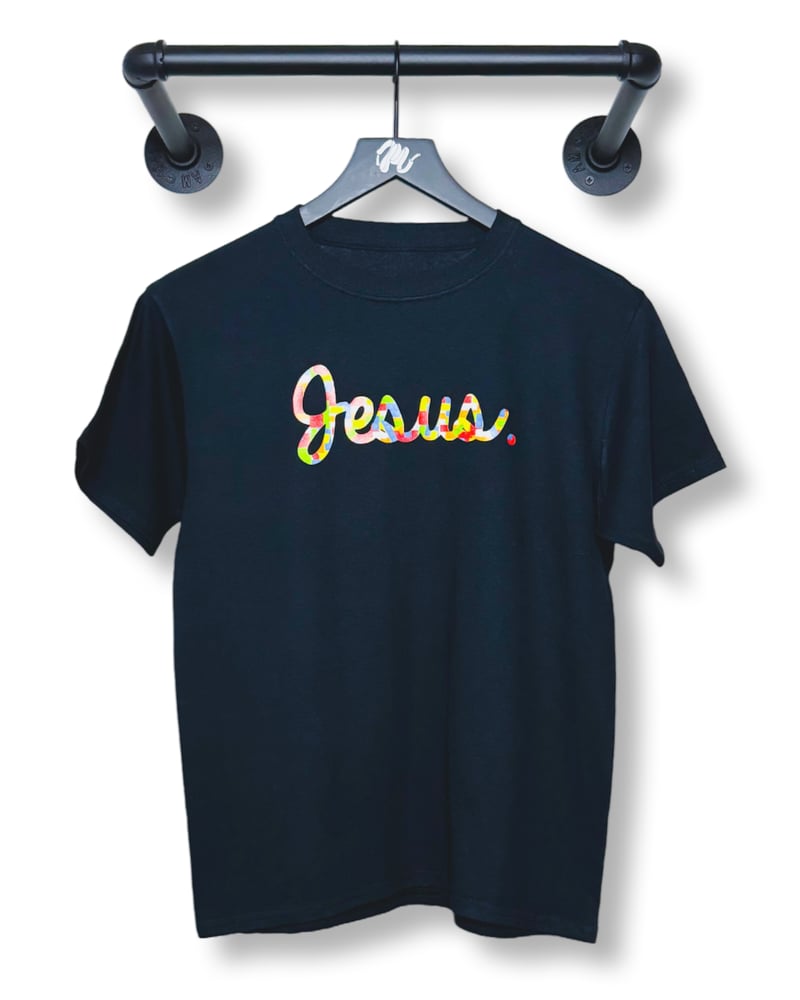Image of Jesus. Block Tee Youth-Black/Multicolor